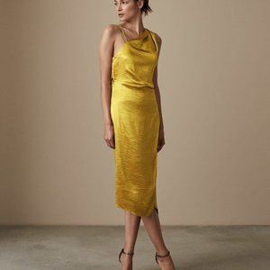Reiss Positano Strappy Back Dress Gold